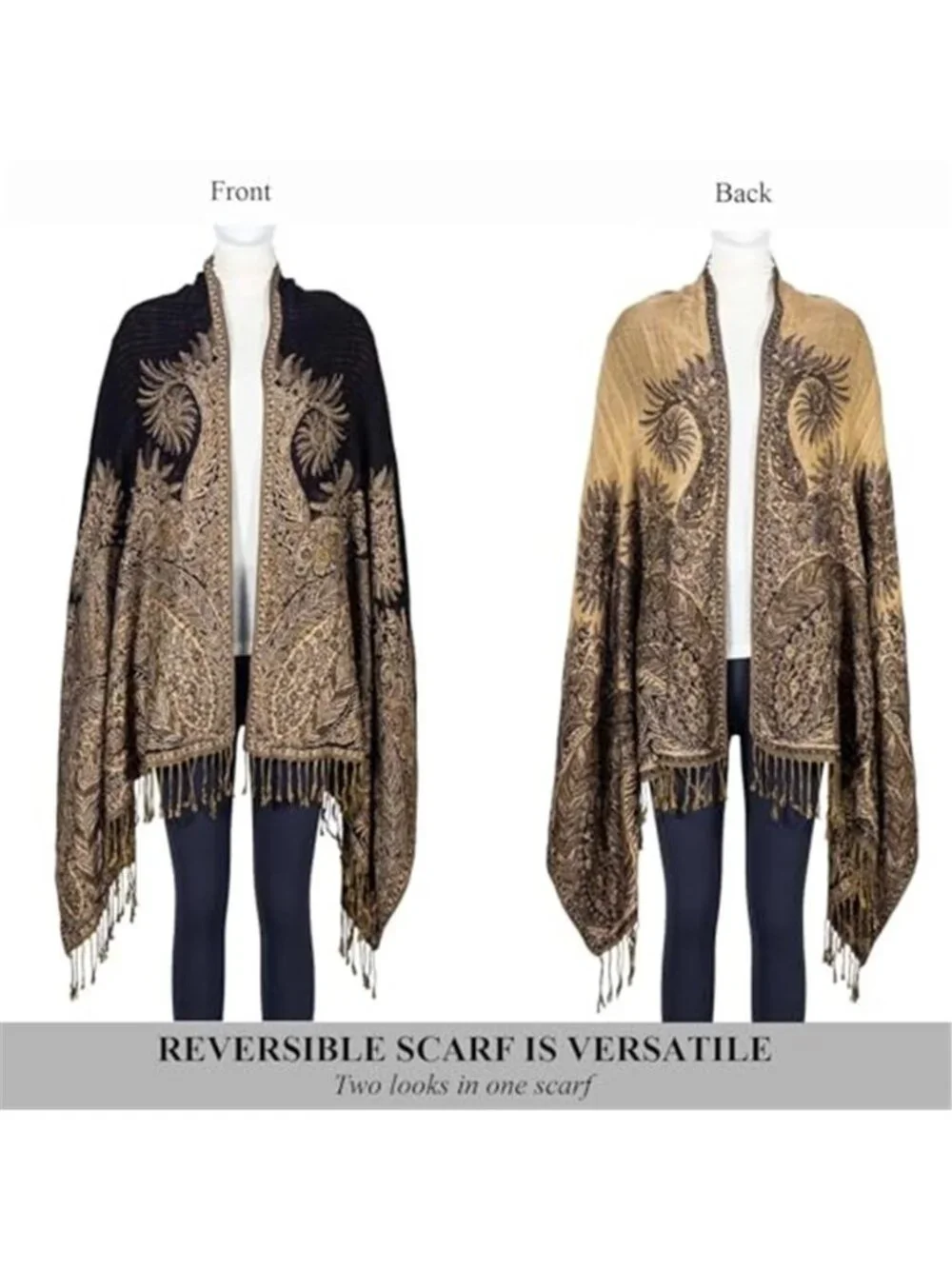 Pashmina Feel Shawls Wraps Rave Scarf for Women Soft Silky Reversible Men